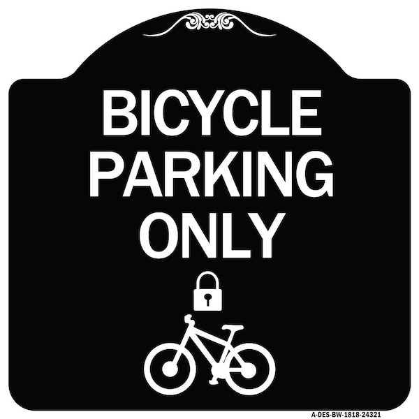 Bicycle Parking W/ Cycle and LockHeavy-Gauge Aluminum Architectural Sign, 18" x 18", BW-1818-24321